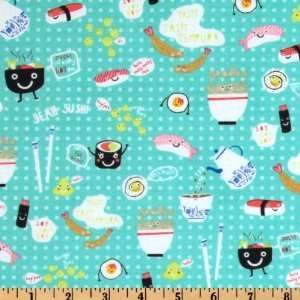  44 Wide Timeless Treasures Sushi Aqua Fabric By The Yard 