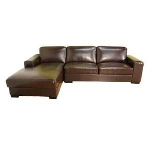  Susanna Brown Leather Sectional Sofa with Chaise on the 