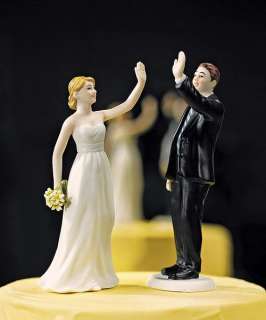 High Five Cute Funny Bride Groom Wedding Cake Topper  