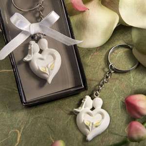 Bride &Groom Calla Lily Design Wedding Favor Key Chain  