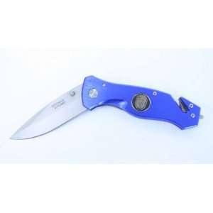 New POLICE Survival 8 BLUE Pocket Folding Blade Knife  