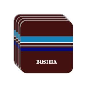 Personal Name Gift   BUSHRA Set of 4 Mini Mousepad Coasters (blue 