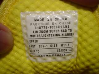 Nike Air Zoom SUPERBAD OREGON DUCKS Yellow Cleats 11.5  