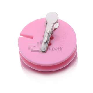 New Button Shaped Wired Earphone Headphone Clip Cord Winder Fixer Pink 