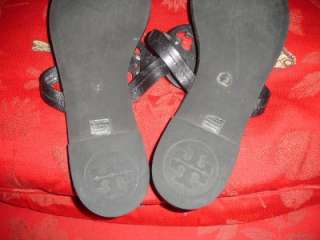 Tory Burch Miller 2 Black Sandals With Silver Logo Medallion, Size 8M 
