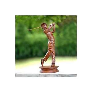  NOVICA Wood sculpture, Golf Player