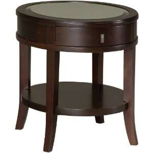  Sully Round Mirror Java Wood Side Table