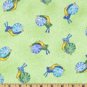   Flannel Snails Apple Green Fabric By The Yard Arts, Crafts & Sewing