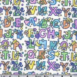  42 Wide Smiles & Sunshine Alphabet Pastel Fabric By The 