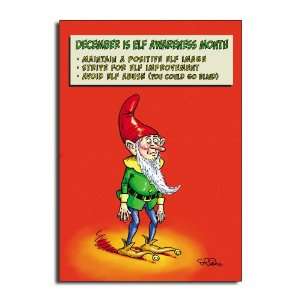  Elf Awareness   Humorous Cartoon Merry Christmas Greeting 