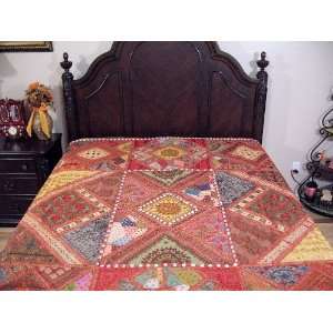  Kutch Embroidery Ethnic India Bedding Coverlet Tapestry 