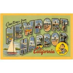 Greetings from Newport Harbor, California, California Magnet, 3.5x2.5