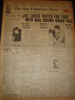 0202228SR JOE LOUIS DOPED FOR FIGHT WITH MAX SCHMELING NEWSPAPER JULY 