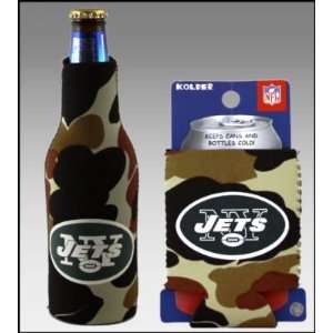    SET OF 2 NEW YORK JETS CAMO BOTTLE & CAN KOOZIES