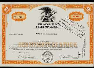   MOUNTAIN SILVER MINES INC NEVADA old stock certificate dd 1973  