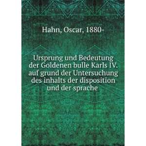   der disposition und der sprache Oscar, 1880  Hahn  Books