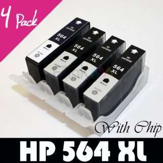 4pk HP 564 XL Black Ink PhotoSmart C309C C310A Printer  