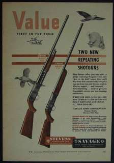 1949 Savage STEVENS 12 ga. Shotgun 820 & 124 vintage AD  