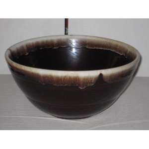   Pottery Large Mirror Brown Drip Mixing Batter Bowl 