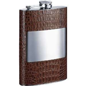   Rockford Handcrafted Cognac Leather 8oz Hip Flask