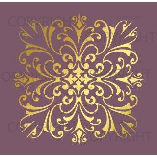 Large Wall Damask Stencil Faux Mural Design #1020 5 x 5
