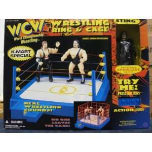  WCW Wrestling Ring & Cage with Action Figure Sting by 