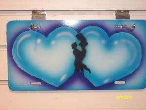 Airbrush couples heart personalized car vanity plates  