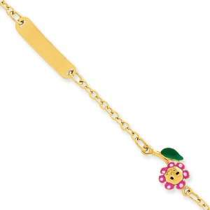  14k Enameled Flower Child ID Bracelet Jewelry