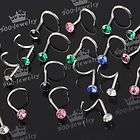   Sale Mixed Color Cz Crystal Twist Bar Nose Ring Stud Stainless Steel