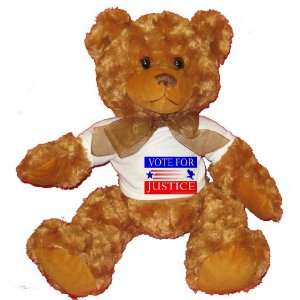  VOTE FOR JUSTICE Plush Teddy Bear with WHITE T Shirt Toys 