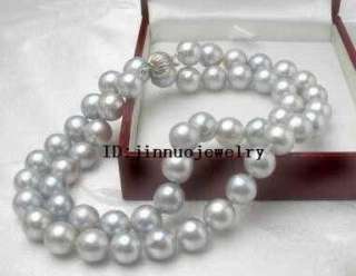 Rare7 8MM Gray Akoya Cultured Pearl Necklace AAA 18  