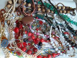 88 pc necklace lot,wear,crafts,pre own cnd,beads,MONET,NY,RACHEL 