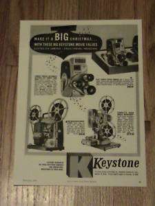 1958 KEYSTONE ADVERTISEMENT PROJECTORS MOVIE CAMERA AD  
