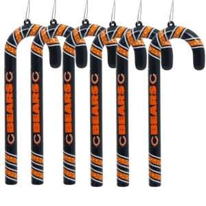 Chicago Bears Set of 6 Candy Cane Christmas Ornaments 