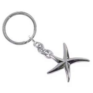  STEL Solid Stainless Steel Starfish Charm Key Chain 