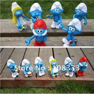  the smurfs figures a set for 6 pic pvc cartoon figures Toys & Games