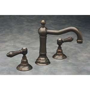   Brass Column Spout Widespread Lavatory Faucet with Metal Cross Handles