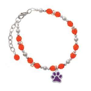   Purple Paw   Two Sided Orange Czech Glass Beaded Charm Bra Jewelry