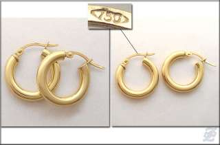o1560   BRAND NEW 18K SOLID YELLOW GOLD HOOP EARRINGS  