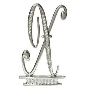 Ivy Lane Design Monogram Crystal Cake Top Letter X, Silver, 3 Inch 