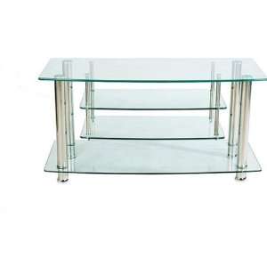  Chrome and Glass Plasma Stand with Drop Down Shelf (Silver 