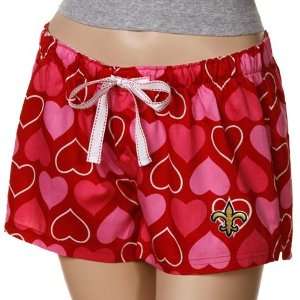   Orleans Saints Ladies Red Candy Hearts Boxer Shorts