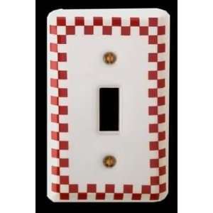  Wall Plates Red Porcelain, Checked Single Toggle 