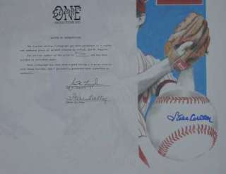 Steve Carlton Signed Autographed Baseball Litho LOA  