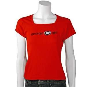   Bulldogs Red georgia girl Square Neck T shirt