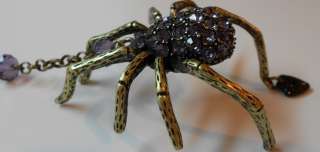 Betsey Johnson Dark Forest Purple Crystal Spider & Skull Long Y 