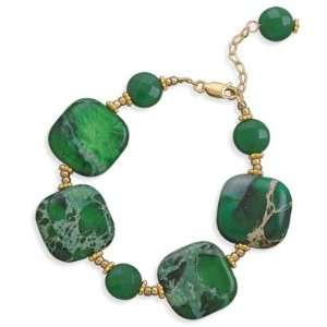    7+1 14/20 Gold Filled Green Jasper and Jade Bracelet Jewelry