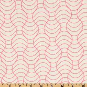  44 Wide I Heart Wavey Lines Pink Fabric By The Yard 