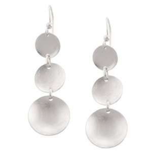  Sterling Silver Double Layered Triple Disc Brushed Silver 