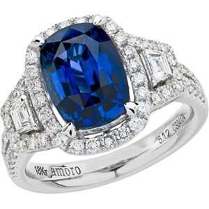   18kt White Gold Exquisite Ceylon Sapphire and Diamond Ring Jewelry